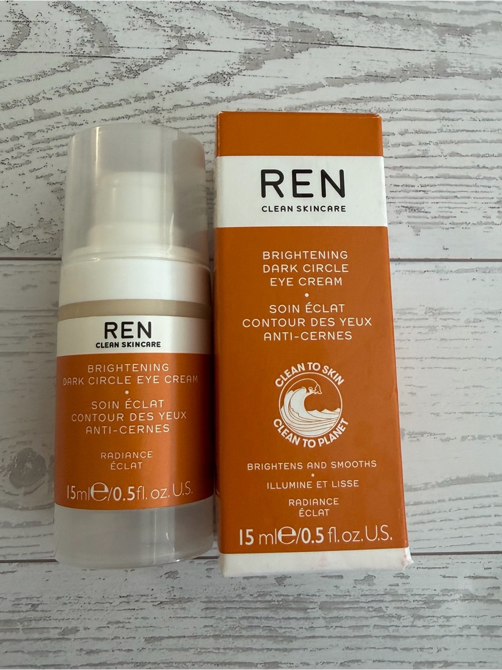NWT REN Brightening Dark Circle Eye Cream Radiance Skincare Unisex 0.5oz / 15 ml